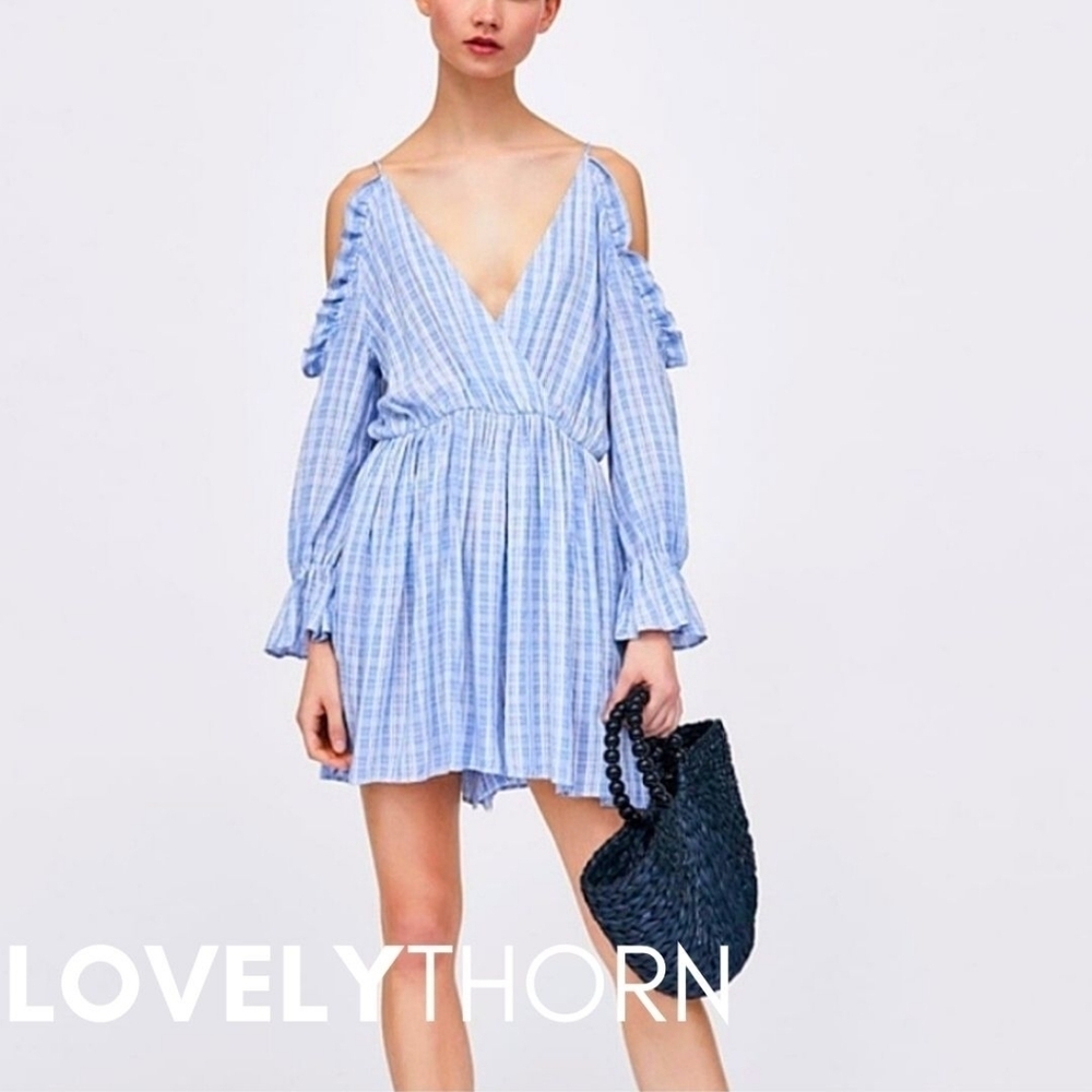 ZARA // Wrap Cold Shoulder Frill Ruffle Romper